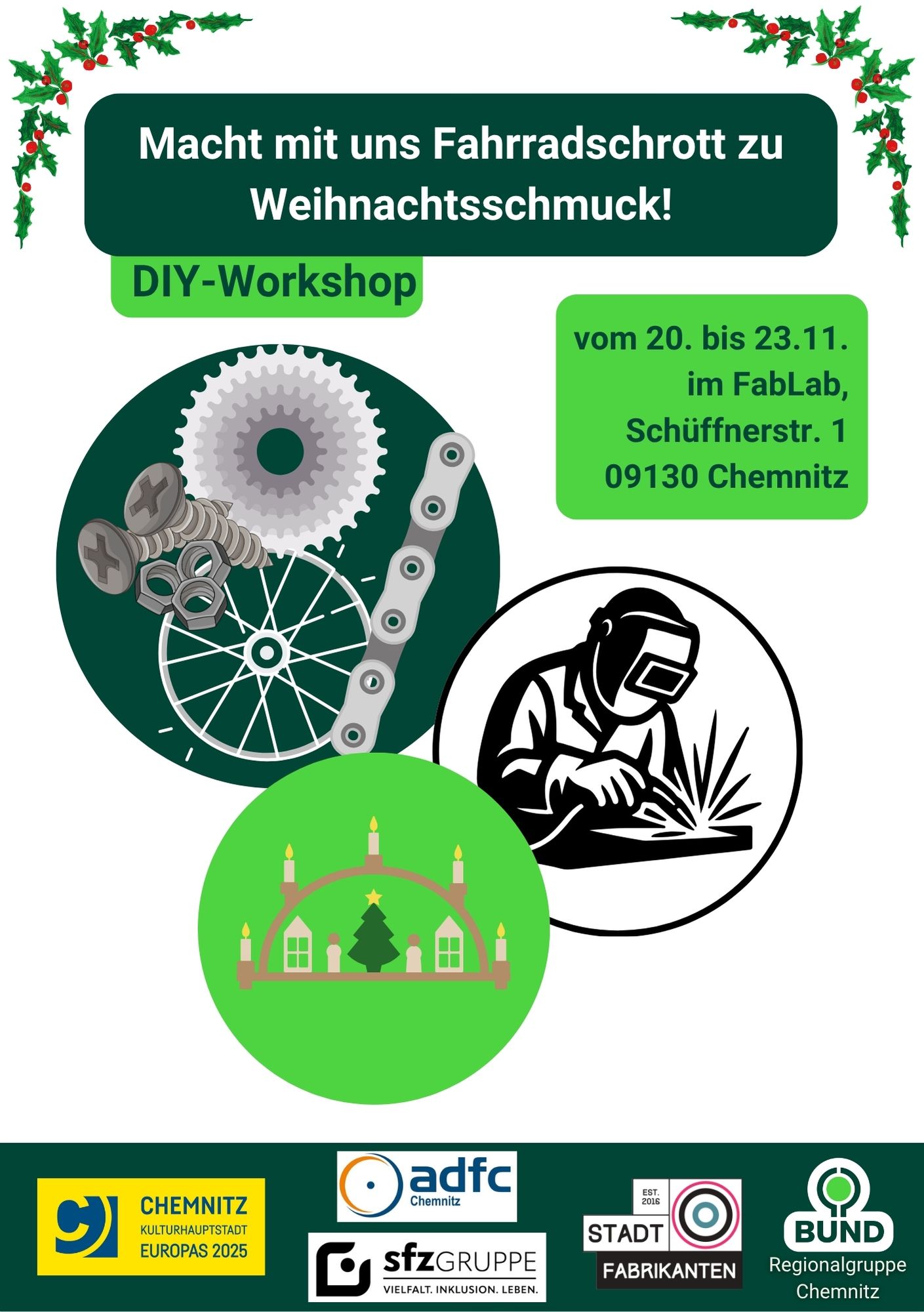 Fahrradschott zu Weihnachtsschmuck